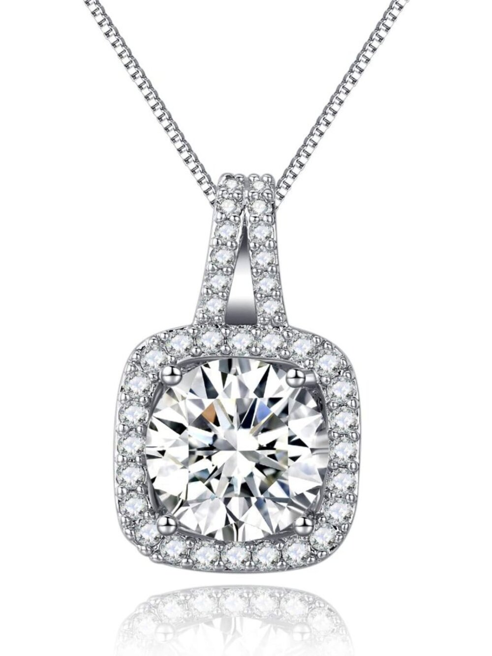 Platinum Plated Halo Pendant Necklace & Earrings Set with Cubic Zirconia